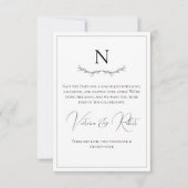 Monogram Modern Zwart-wit Save The Date (Voorkant)