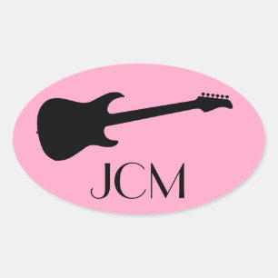Monogram Modern Zwarte Elektrische Gitaar, Anjer Ovale Sticker