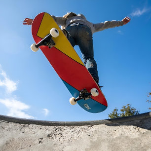 Monogram Moderne Bauhaus Rood & Blauw Kleurblok Skateboard