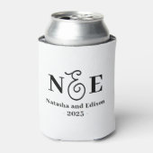 Monogram Moderne Bruiloft Witte Koelbox Blikjeskoeler (Blikje Voorkant)