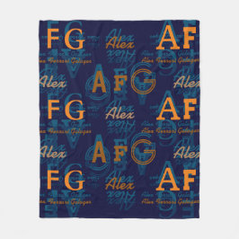 Monogram Moderne Collage van Initialen & Namen Fleece Deken