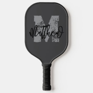 Monogram Moderne Coole Grunge Voeg Je Naam Toe Pickleball Paddle