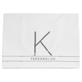 Monogram Moderne Eenvoudige Witte Naam Stripe Groot Cadeauzakje (Voorkant)