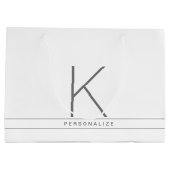 Monogram Moderne Eenvoudige Witte Naam Stripe Groot Cadeauzakje (Achterkant)