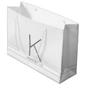 Monogram Moderne Eenvoudige Witte Naam Stripe Groot Cadeauzakje (Voorkant Gekanteld)
