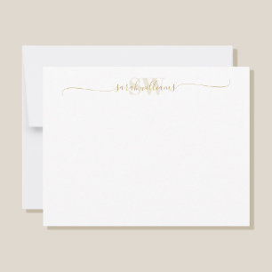 Monogram Moderne Elegant Chic Script Name Notitiekaartje