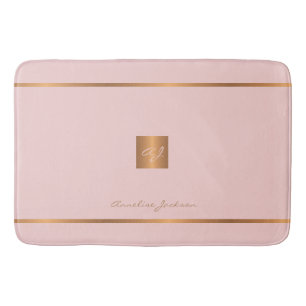 Monogram moderne elegante glitter roze en goud badmat