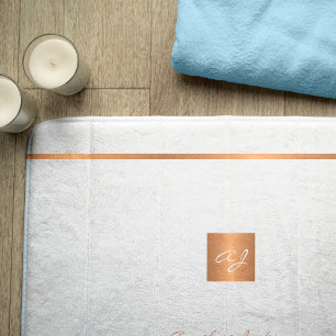 Monogram moderne elegante glitter wit en goud badmat