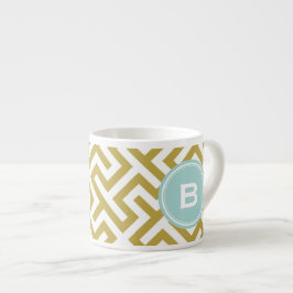 Monogram moderne goudgriekse belangrijke geometris espresso kop