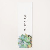 Monogram. Moderne handgetekende Waterverf Succulen Yogamat (Voorkant)