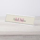 Monogram Moderne Kalligrafie Naam Initialen Bureau Naambordje (Voorkant)