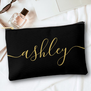 Monogram Moderne Kalligrafie Zwart Goud Script Etui
