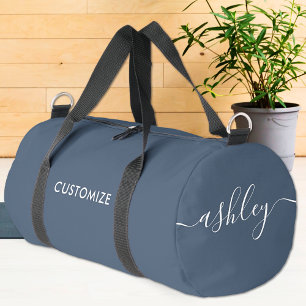 Monogram moderne marine blauw wit script kalligraf plunjezak