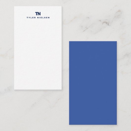 Monogram Moderne Marine Blauwe Typografie Notitiekaartje (Voorkant / Achterkant)