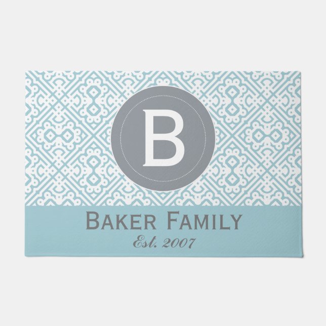 Monogram Moderne Marokkaanse deurstijl, grijze Aqu Deurmat (Voorkant)