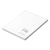 Monogram Moderne Minimale Marine Blauw Wit Eenvoud Notitieblok (Gedraaid)