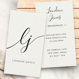 Monogram Moderne Minimalistische Ivoor Wit Kalligr Visitekaartje