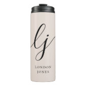 Monogram moderne minimalistische scriptkalligrafie thermosbeker (Voorkant)