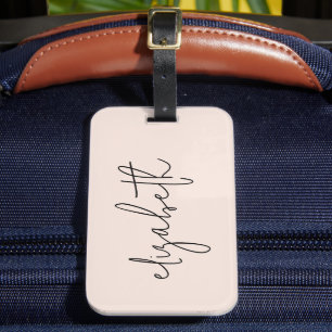 Monogram Moderne minimalistische stijlvolle blush  Bagagelabel