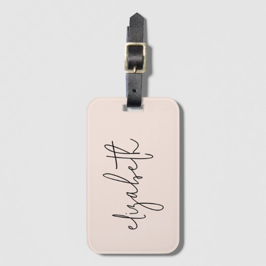 Monogram Moderne minimalistische stijlvolle blush  Bagagelabel (Voorkant (verticaal))