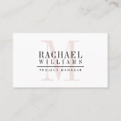 MONOGRAM moderne naam eenvoudig elegant roze zwart Visitekaartje (Voorkant)