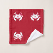 Monogram moderne Nautical Red Crab Bad Handdoek (Wasdoekje)