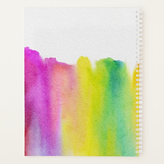 Monogram moderne regenboogWaterverf Planner (Achterkant)