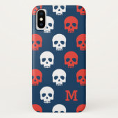 Monogram. Moderne rode en witte schedels. Case-Mate iPhone Case (Achterkant)