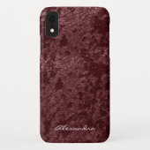 Monogram moderne rode fluweel faux stof Case-Mate iPhone case (Achterkant)