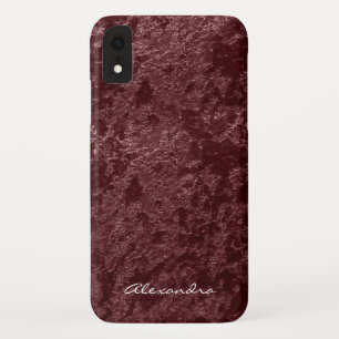 Monogram moderne rode fluweel faux stof iPhone XR hoesje