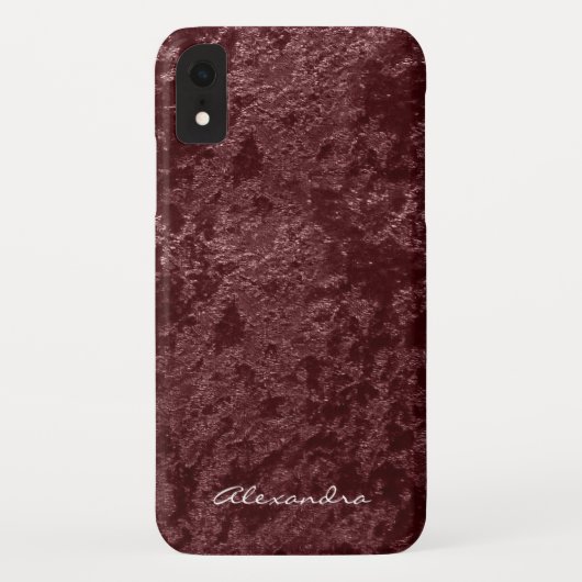 Monogram moderne rode fluweel faux stof Case-Mate iPhone case (Achterkant)