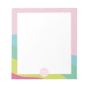 Monogram moderne roze abstract meisjesachtige golv notitieblok