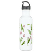 Monogram moderne roze tulp waterfles  (Achterkant)