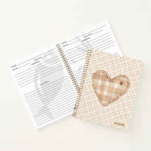 Monogram moderne rustieke tartan Keuken Bruin Notitieboek