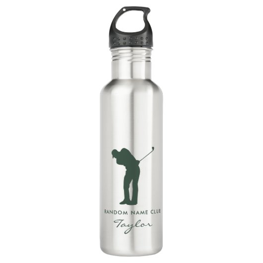 Monogram Moderne Sage Groene Club Gepersonaliseerd Waterfles (Voorkant)