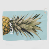 Monogram Moderne tropische ananas Golfhanddoek (Horizontaal)