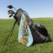 Monogram Moderne tropische ananas Golfhanddoek (Groen)