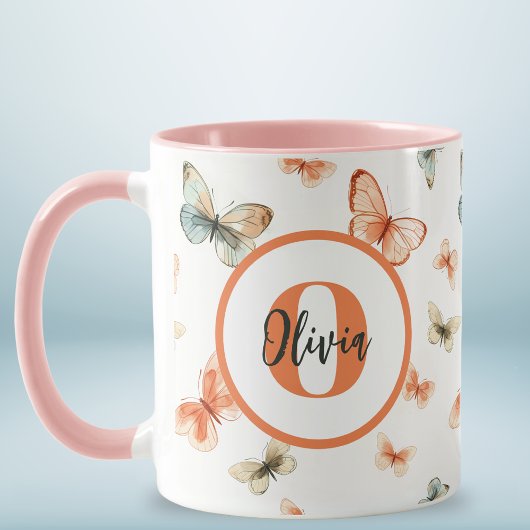 Monogram Moderne Waterverf Vlinders Mok