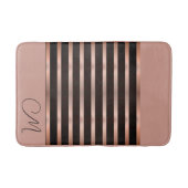 Monogram Moderne Zalm Roze op Zwarte Badmat (Voorkant)