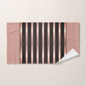 Monogram Moderne Zalm Roze Strepen op Zwart Bad Handdoek (Handdoek)