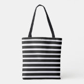 Monogram moderne zwarte en witte horizontale strep draagtas (Achterkant)