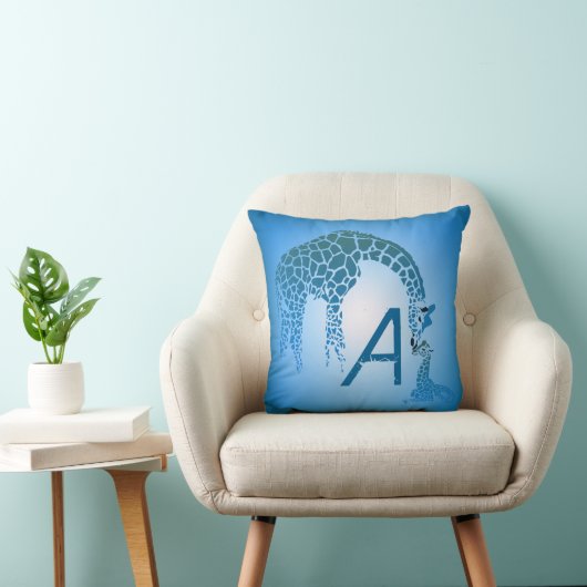 Monogram moeder en Baby | blauw Kussen (Stoel)