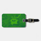 Monogram Moederbord Computer Circuit - Donkergroen Bagagelabel (Voorkant horizontaal)