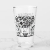 Monogram Moederdag Floral Art Glass Tumbler (Achterkant)