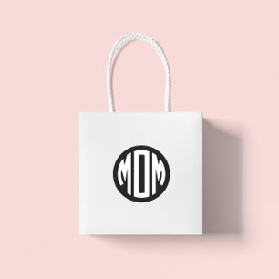 Monogram MOM zwart-wit en wit Ronde Sticker