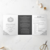 Monogram mono verlaat de bruiloft helemaal in één drieluik uitnodiging (Binnen)