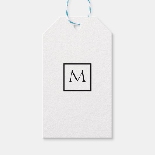 Monogram monochrome minimalistische rechthoek cadeaulabel (Voorkant)