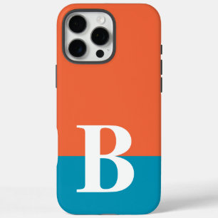 Monogram Monogram Gemakkelijk Modern Oranje Blauw iPhone 16 Pro Max Hoesje