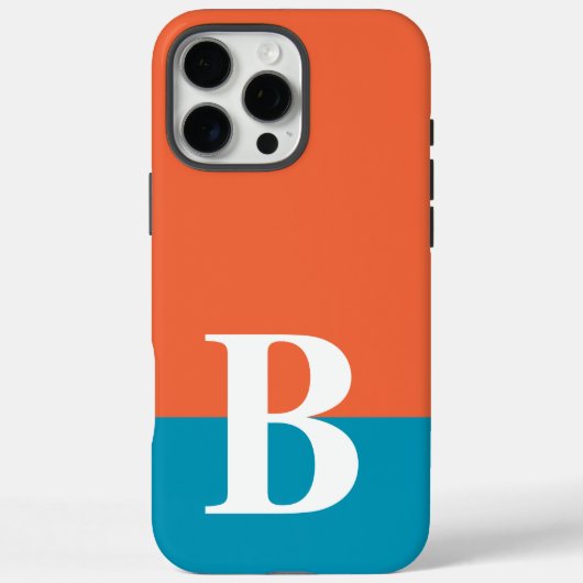 Monogram Monogram Gemakkelijk Modern Oranje Blauw Case-Mate iPhone Case (Achterkant)