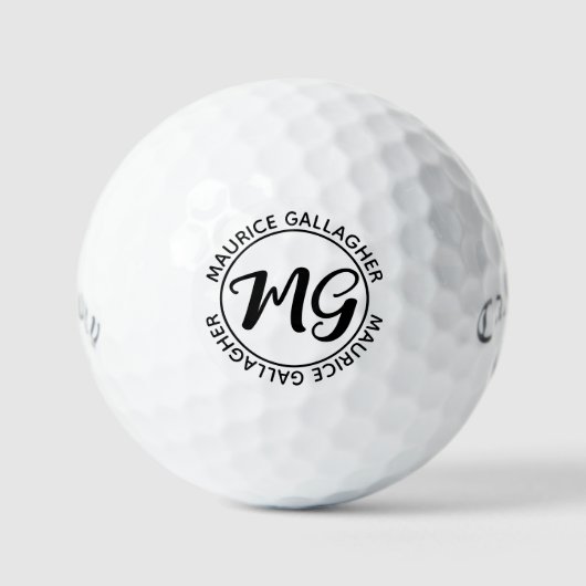 Monogram monogram naam initialen b.w. golfballen (Voorkant)